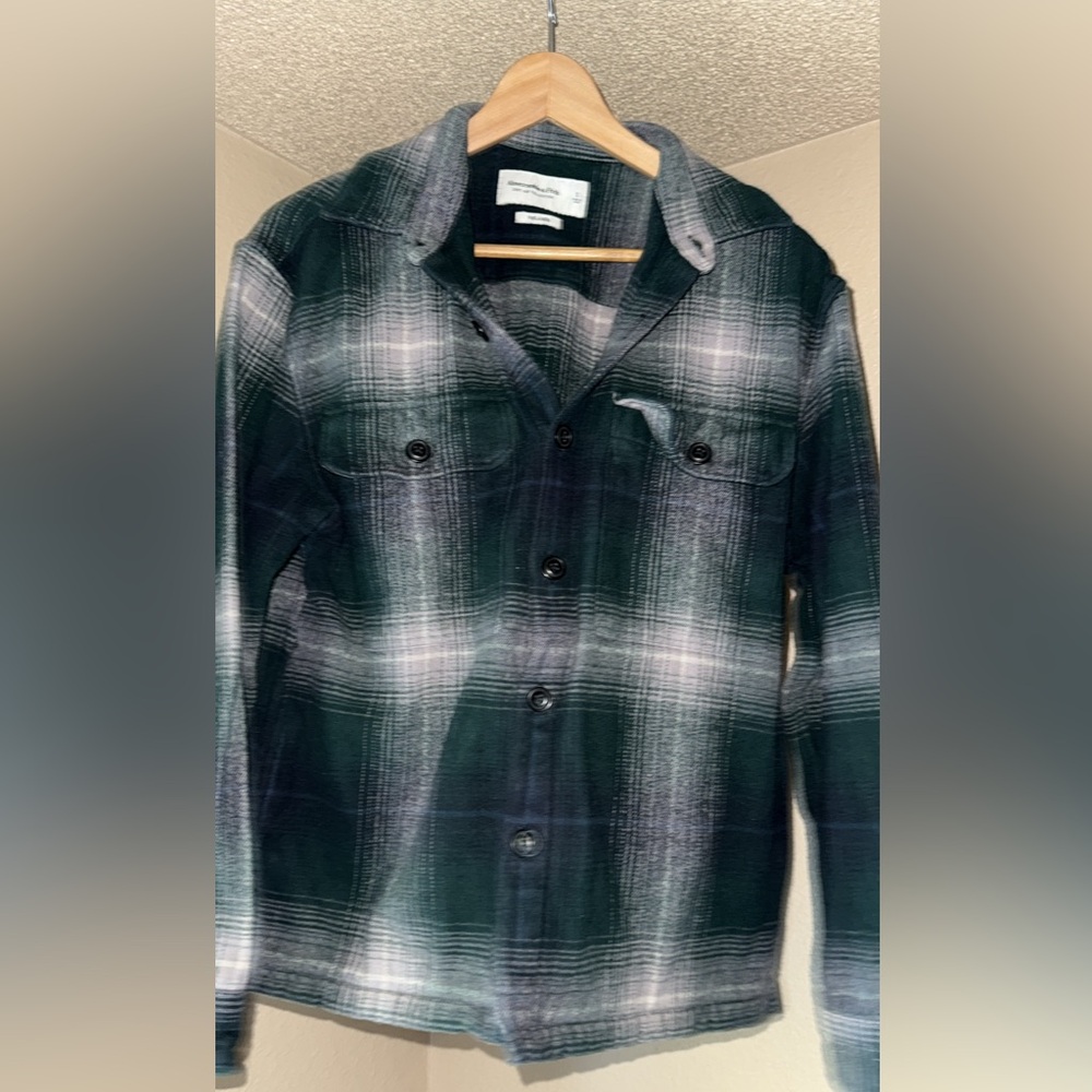 Abercrombie & Fitch Dark Green and Gray vintage flannel jacket